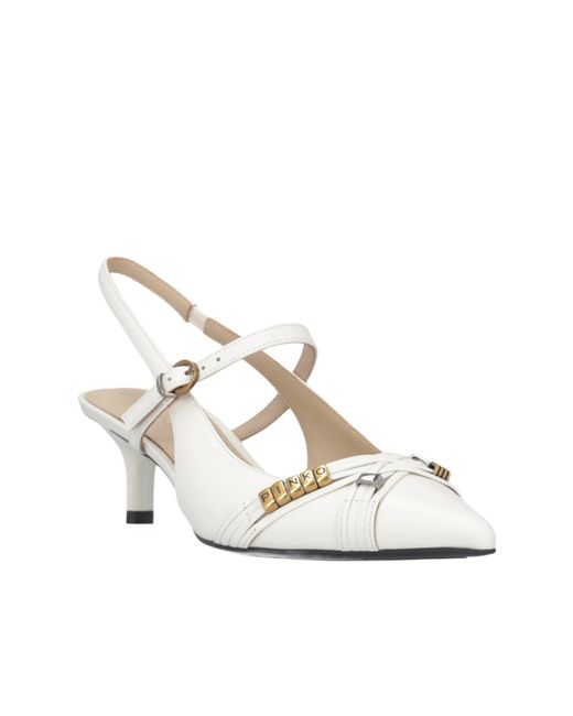 Pinko White Pointed Toe Slingback Pumps