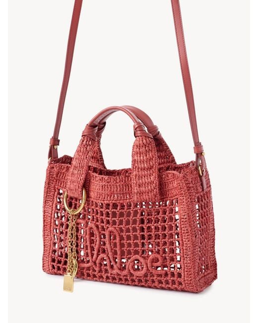 Chloé Red Chloé Summer Banana East-West Small Tote Bag