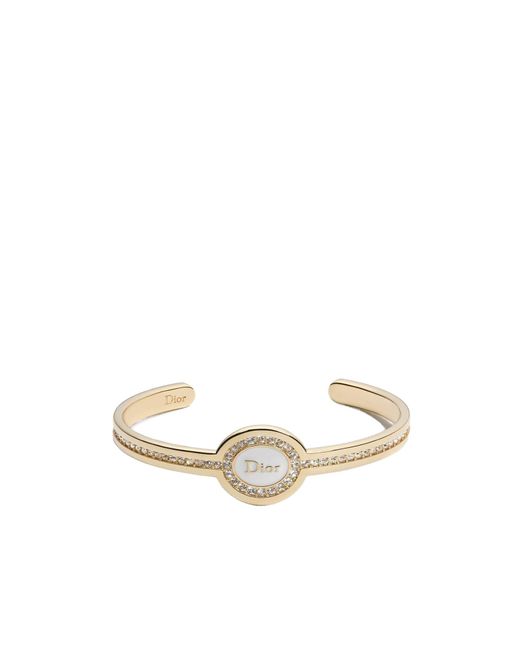 Dior White Logo Crystal Cuff Bracelet