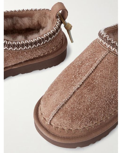 Ugg Brown Shearling-Lined Brushed-Suede Slippers