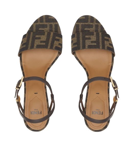 Fendi Metallic Delfina Ff Jacquard Medium-Heeled Sandals