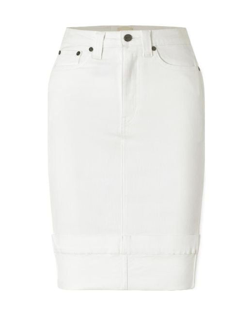 Khaite White Kendra Denim Midi Skirt