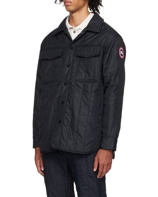 Canada Goose Blue Lapel Quilted Casual Jacket for men