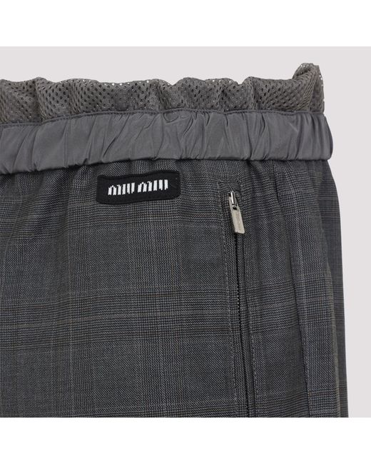 Miu Miu Gray Prince Of Wales Checked Joggers