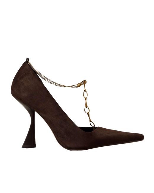 Cult Gaia Brown Dionne Embellished Suede Pumps