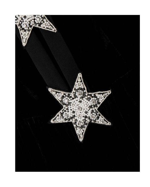 Saloni Black Embellished Velvet Gown