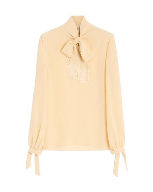 Valentino Natural Tie Neck Long-Sleeved Blouse