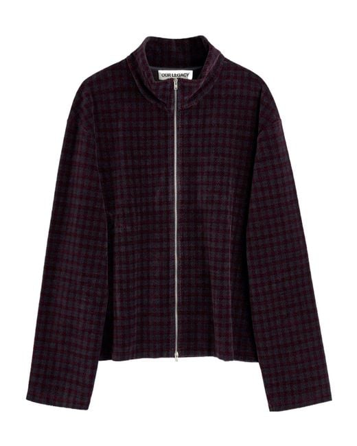 Our Legacy Purple Shrunken Long-Sleeved Zip-Up Jacket for men