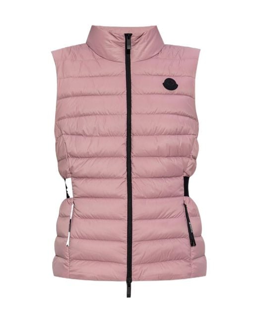 Moncler Pink Logo Patch Zip-Up Padded Vest