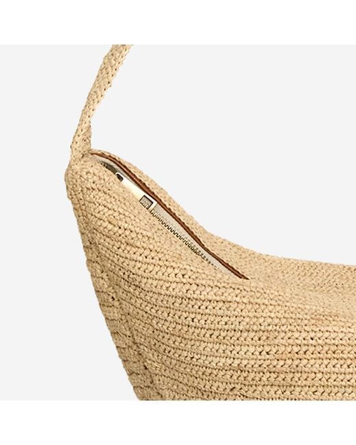 IBELIV White Luna Raffia Half-Moon Shoulder Bag