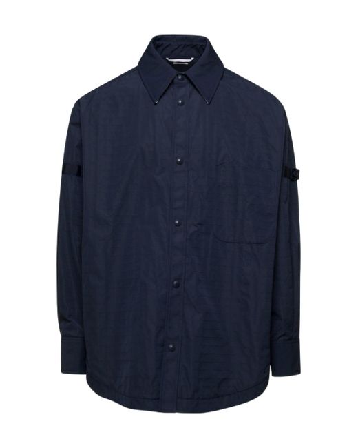 Thom Browne Blue Ripstop Armbands Oversized Shirt Jacket for men