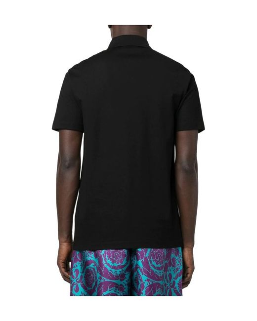 Versace Black Medusa Embroidered Short Sleeved Polo Shirt for men
