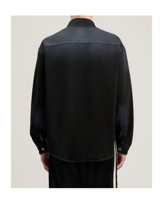 Palm Angels Black Classic Logo Loose Denim Shirt for men