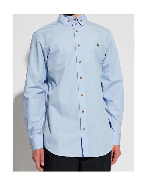 Vivienne Westwood White Orb-Embroidered Organic-Cotton Shirt for men