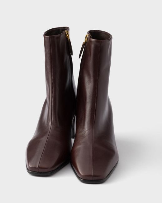 Prada Brown Leather Booties