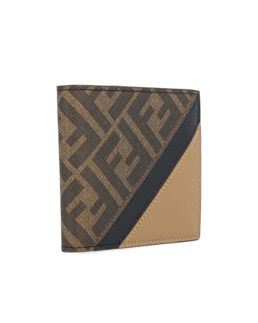Fendi Gray Ff Monogram Bi-Fold Wallet for men