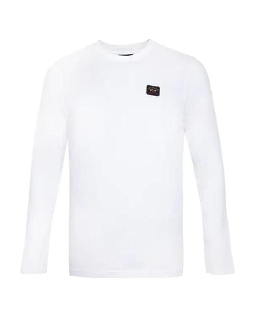Paul & Shark White T-Shirt With Round Neck And Long Sleeves for men