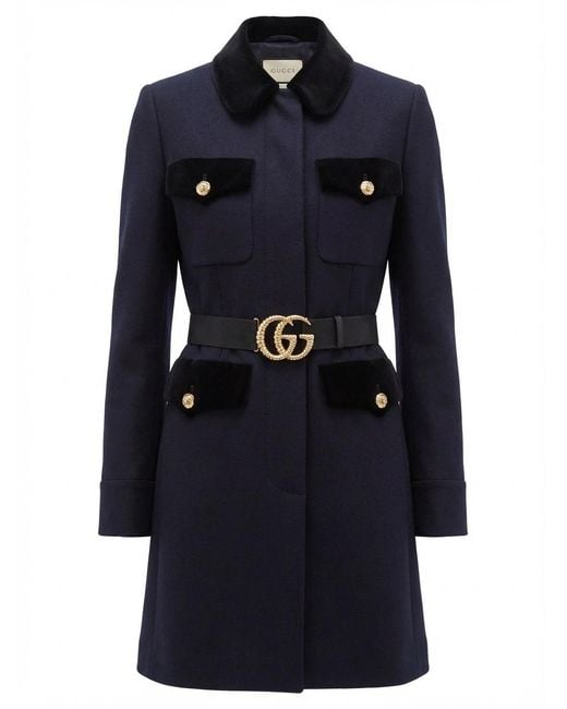Gucci Blue Lapel Logo Coat