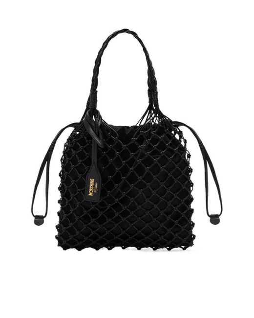 Moschino Black Handbag With Woven Handle