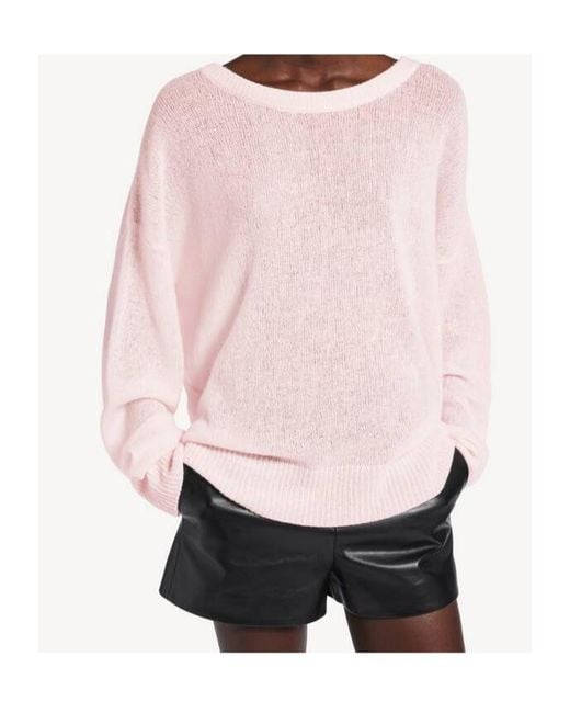 Balenciaga Pink Sheer Logo Patch Knitted Sweater