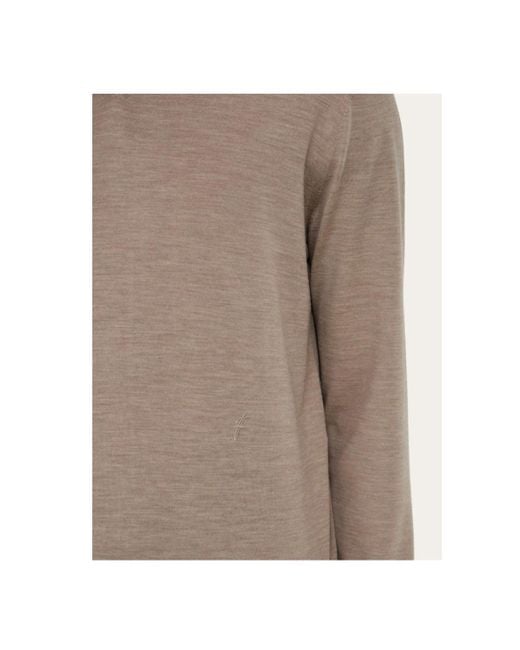 Ferragamo Gray Ferragamo V-Neck Knitted Jumper for men