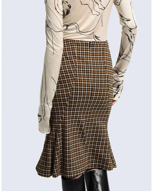 Marni Green Houndstooth Flared Skirt