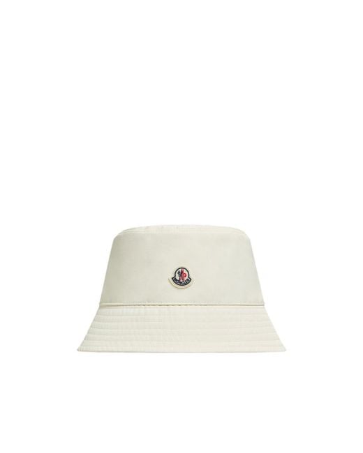 Moncler White Logo Patch Bucket Hat
