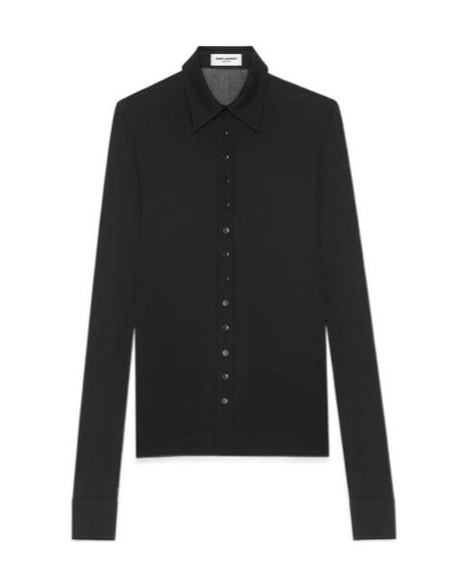 Saint Laurent Black Semi-Sheer Buttoned Shirt