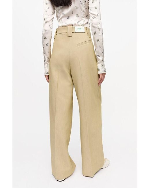 Ganni Natural Twill Suiting Mid Waist Trousers