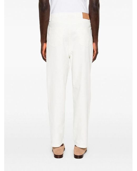 Brunello Cucinelli White Belt Loop Jeans for men