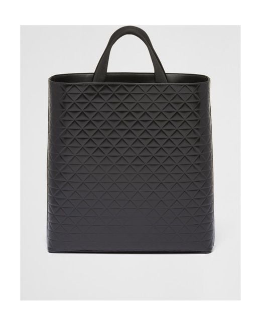 Prada Black Embossed-Printed Top Handle Bag for men