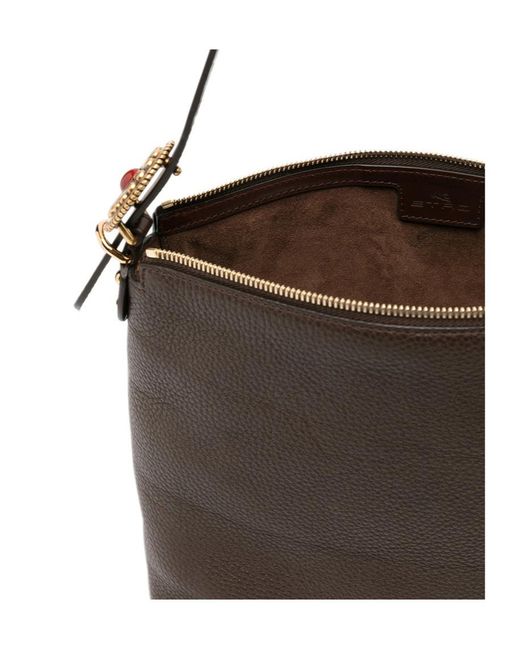 Etro Brown Pebbled Leather Shoulder Bag