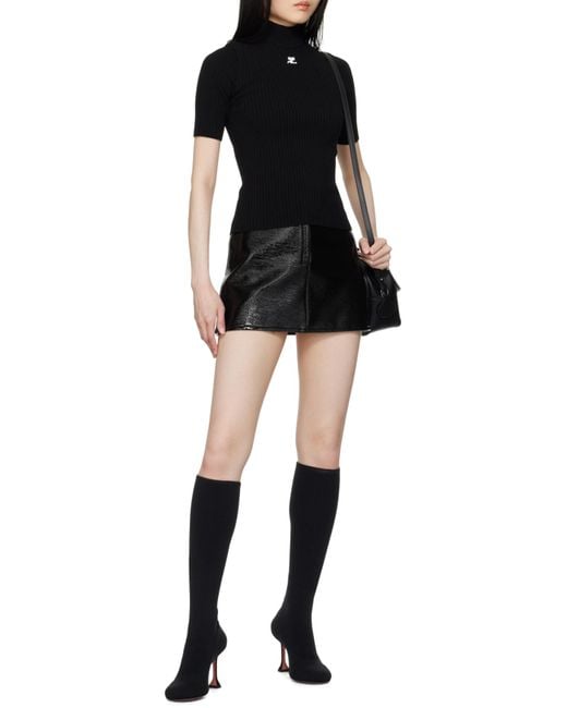Courreges Black Courrèges Reedition Short-Sleeved Ribbed Jumper