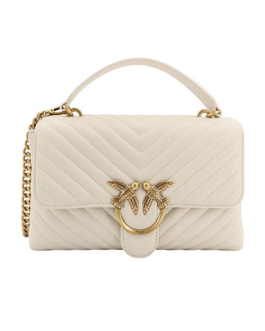Pinko Brown Classic Lady Love Chevron Puffer Tote Bag
