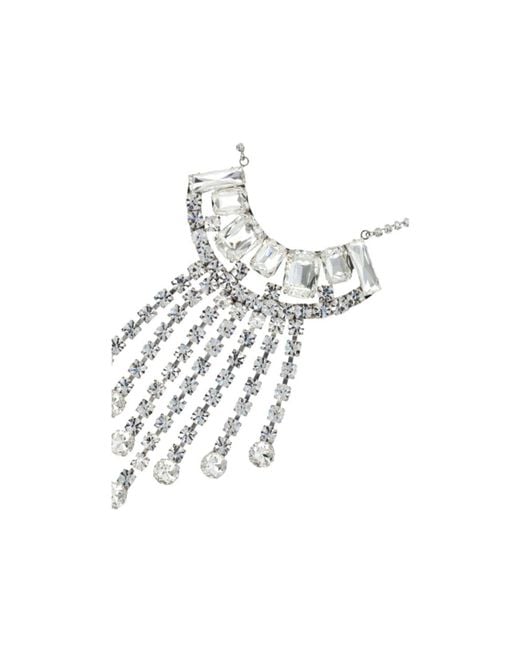 Dries Van Noten White Strass Fringed Necklace