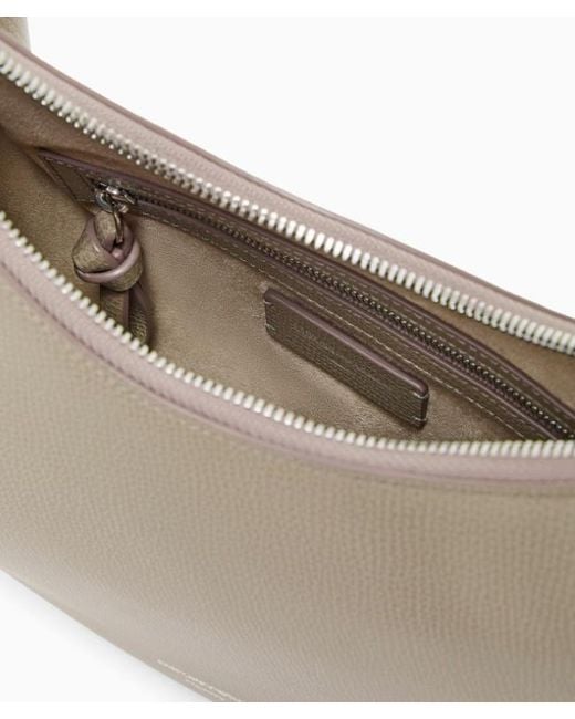 Emporio Armani Gray Grained-Leather Shoulder Bag