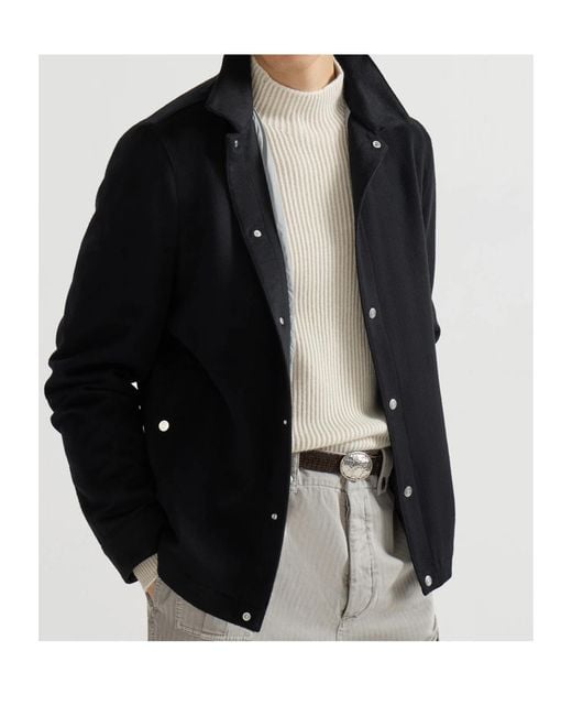 Brunello Cucinelli Black Lightweight Cashmere Flannel Outerwear Jacket for men