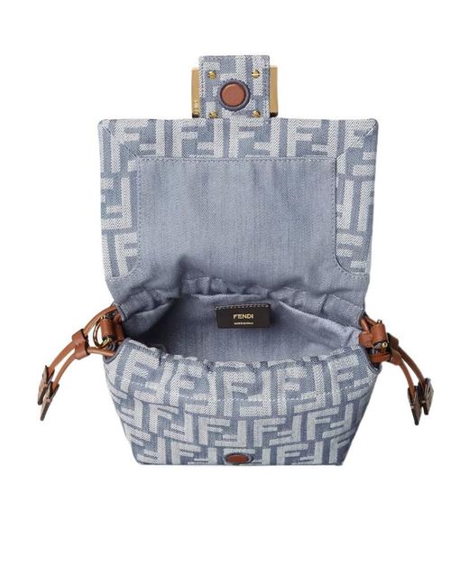 Fendi Gray Denim-Effect Ff Jacquard Bag