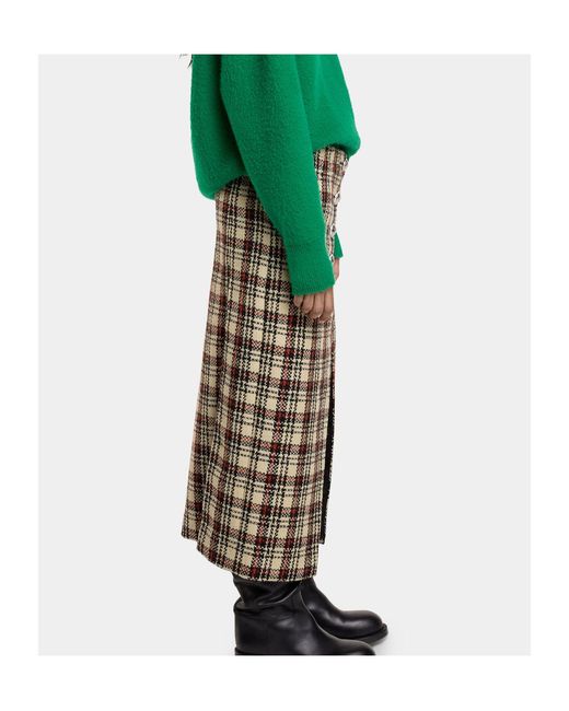Rabanne Multicolor Tartan-Pattern Midi Skirt