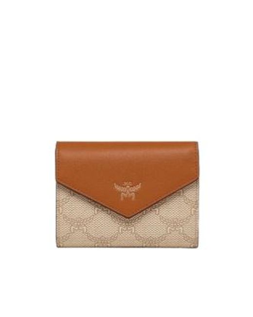 MCM Brown Logo-Printed Tri-Fold Wallet