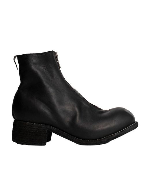 Guidi Black Thick-Heeled Leather Boots