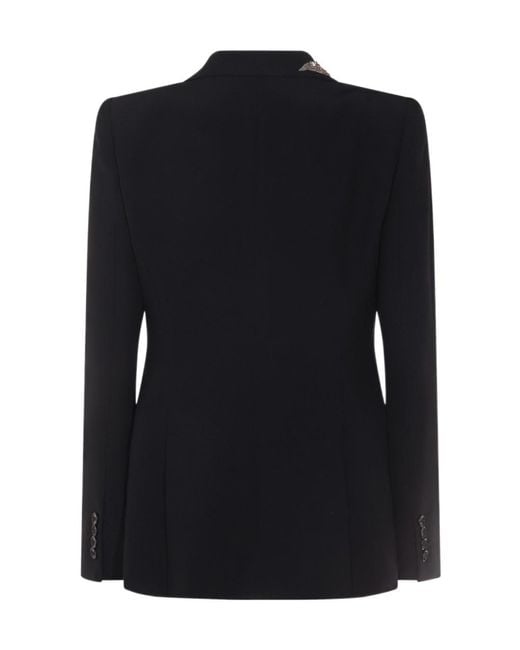 McQueen Black Single Breasted Embellished Blazer