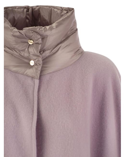 Herno Purple Panelled Wool Cape