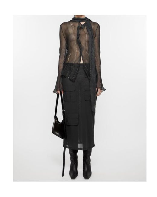 Acne Black Cargo Mesh Skirt