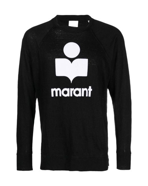 Isabel Marant Black Logo Printed Long-Sleeved Sweatshirt for men