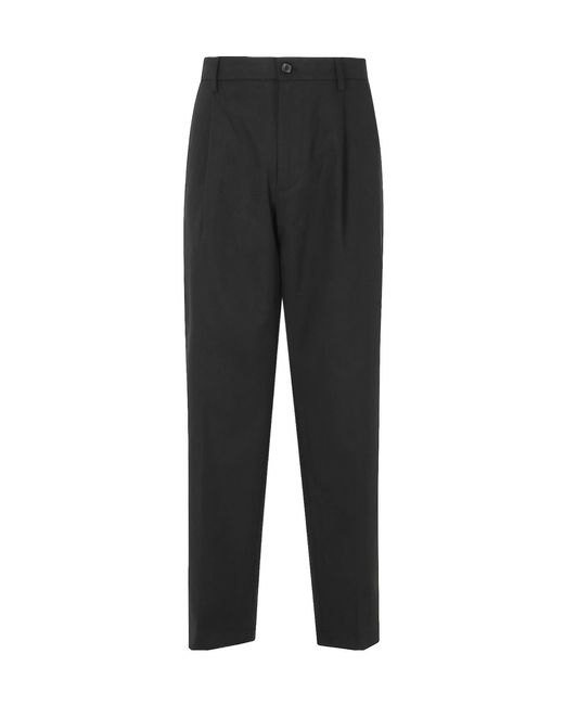 Department 5 Black Button-Detail Casual Trousers for men