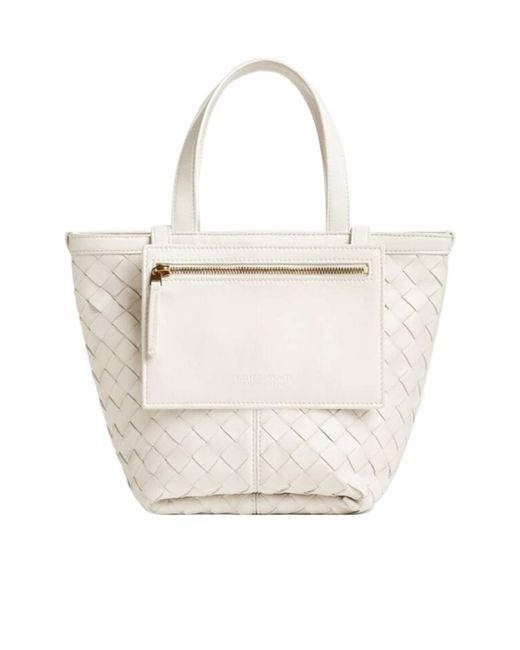 Bottega Veneta White Small Flip Flap Tote Bag