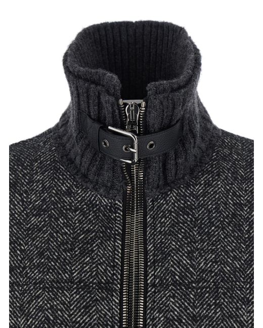 Dolce & Gabbana Black Jacket With High Neck And Belt Detail On The Neck for men