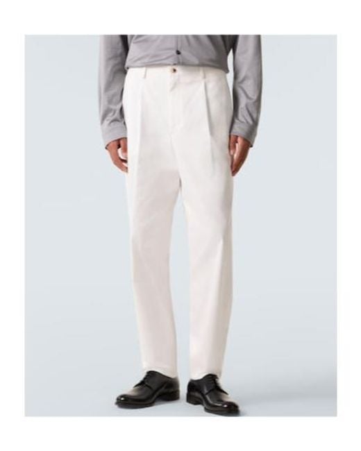 Giorgio Armani White Cotton-Blend Straight Pants for men