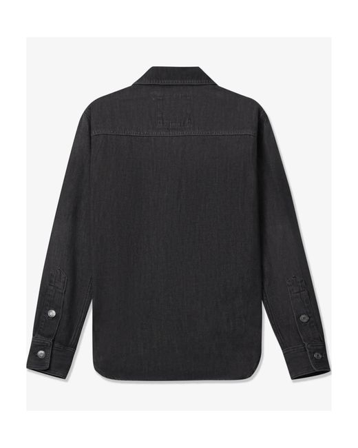 Michael Kors Black Buttoned Curved Hem Denim Shirt